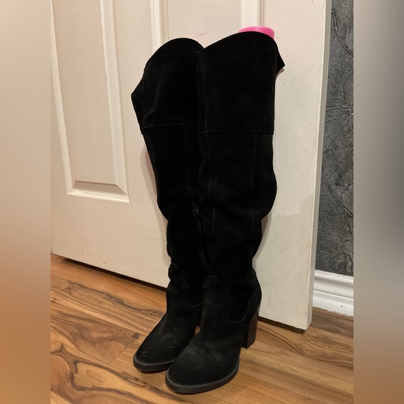 Steve Madden leather suede over knee boots worn once beautiful - Picture 4 of 10